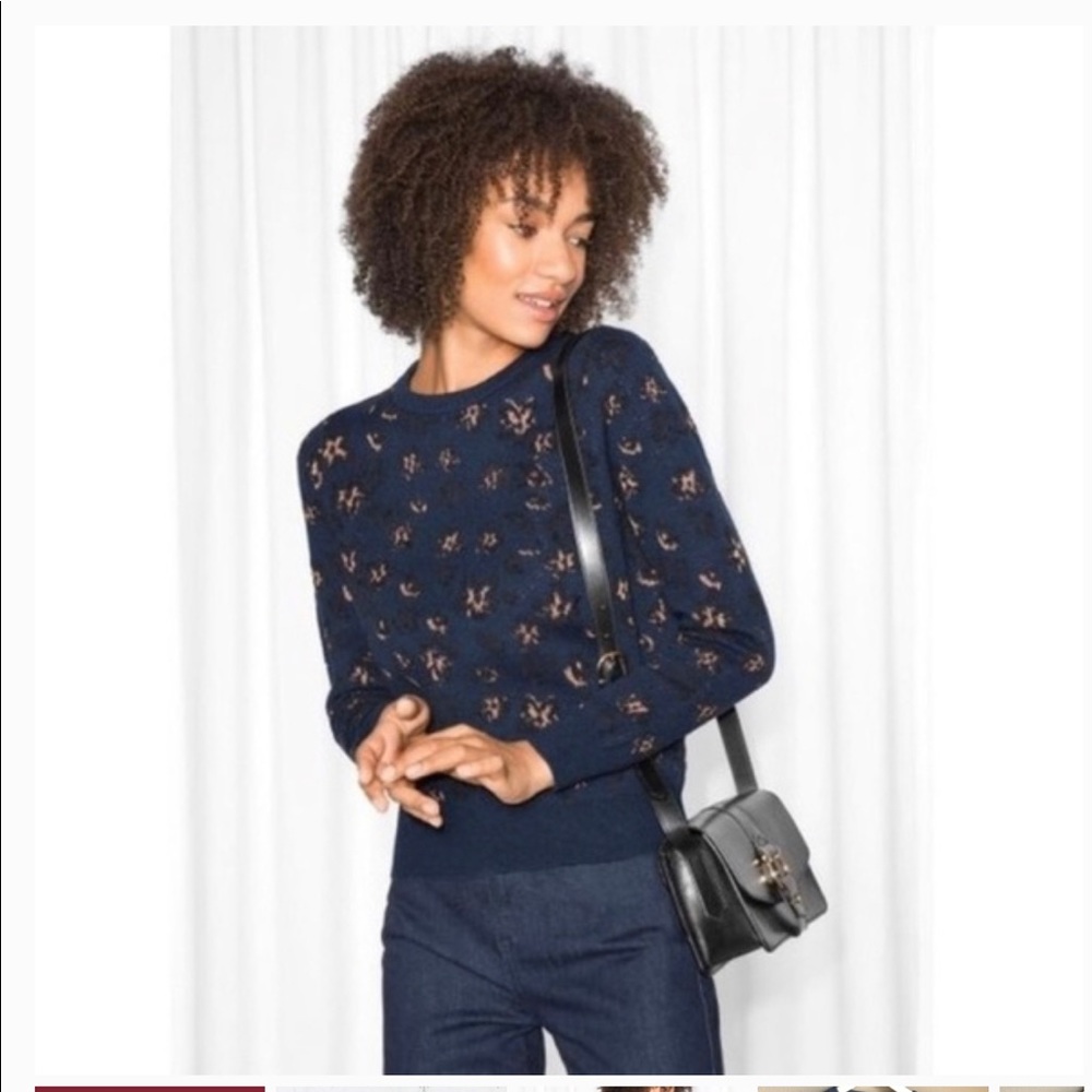 & Other Stories Metallic Print Wool Sweater size S